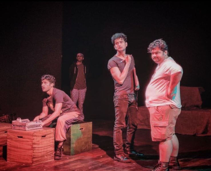 Anant Vijay Joshi (second from right) in a still from one of his performances in a theatrical play