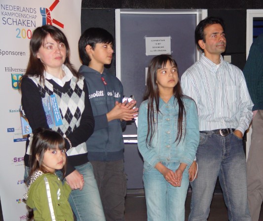 Anish Giri during a chess championship with his family in 2008