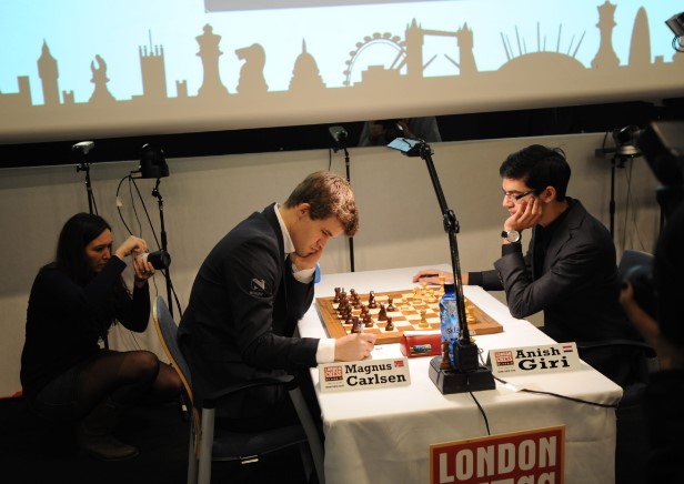 Anish Giri while playing chess in 2015