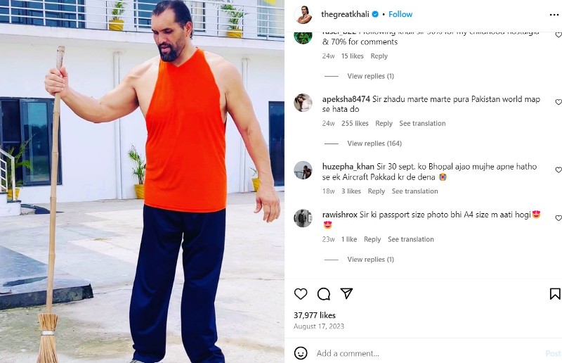 Comments on a The Great Khali's Instagram post