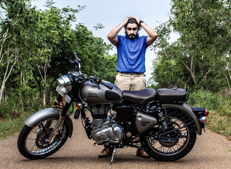 Deepak Saroj with his Royal Enfield Bullet 350 bike