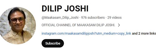 Dilip Joshi's YouTube channel