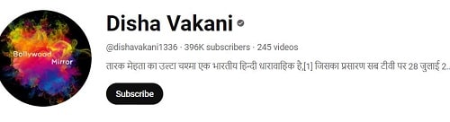 Disha Vakani's YouTube channel