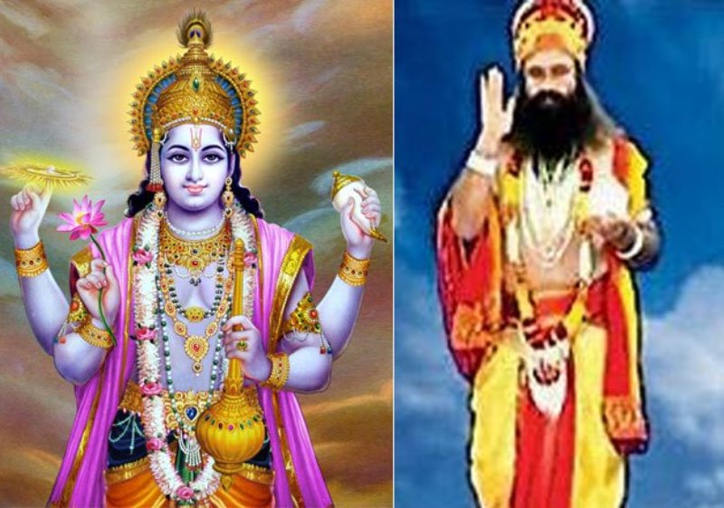 Gurmeet Ram Rahim Singh dressed up as the Hindu god Vishnu