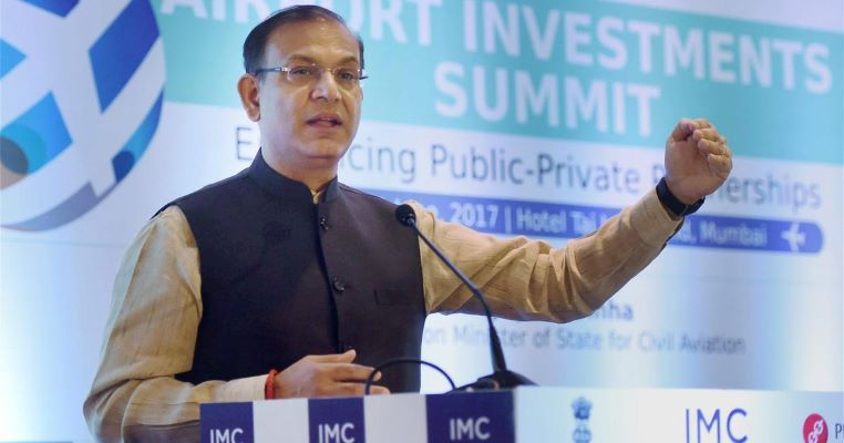 Jayant Sinha speaking at the Airport Investments Summit