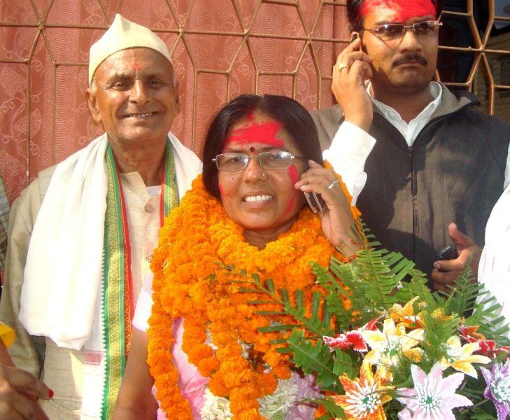 Manju Verma (middle) after winning her first MLA elections in 2010