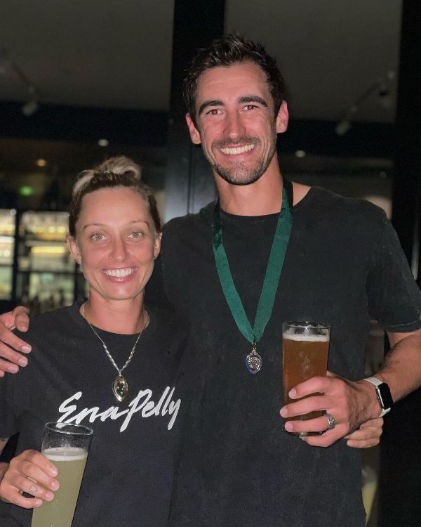 Mitchell Starc with a glass of beer