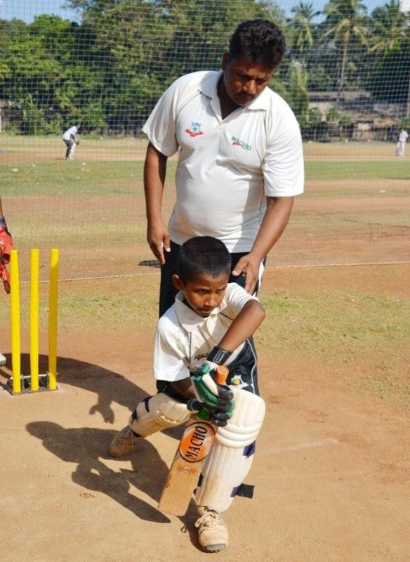 Musheer Khan with his father when he started learning cricket at Macho Cricket Academy