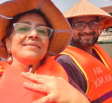 Nikhil Wagle while enjoying a trip with his wife