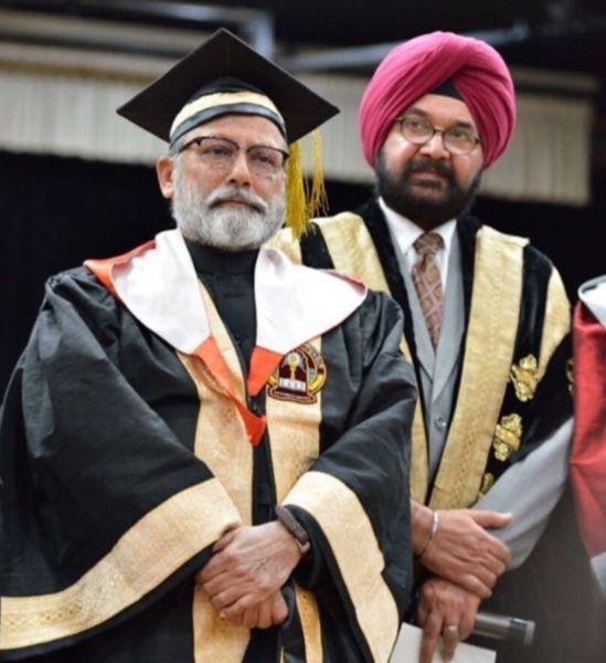 Pankaj Kapur (left) after receiving the doctorate degree from Guru Nanak Dev University, Amritsar