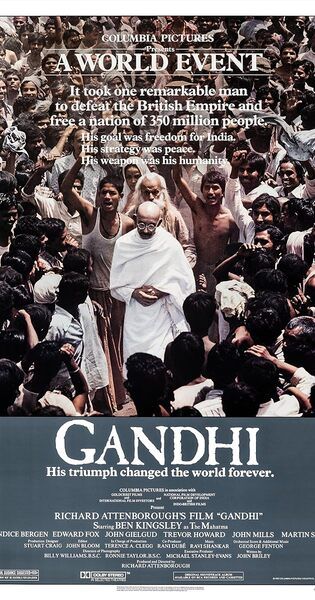 Poster of the Hindi biographical film titled 'Gandhi' (1982)