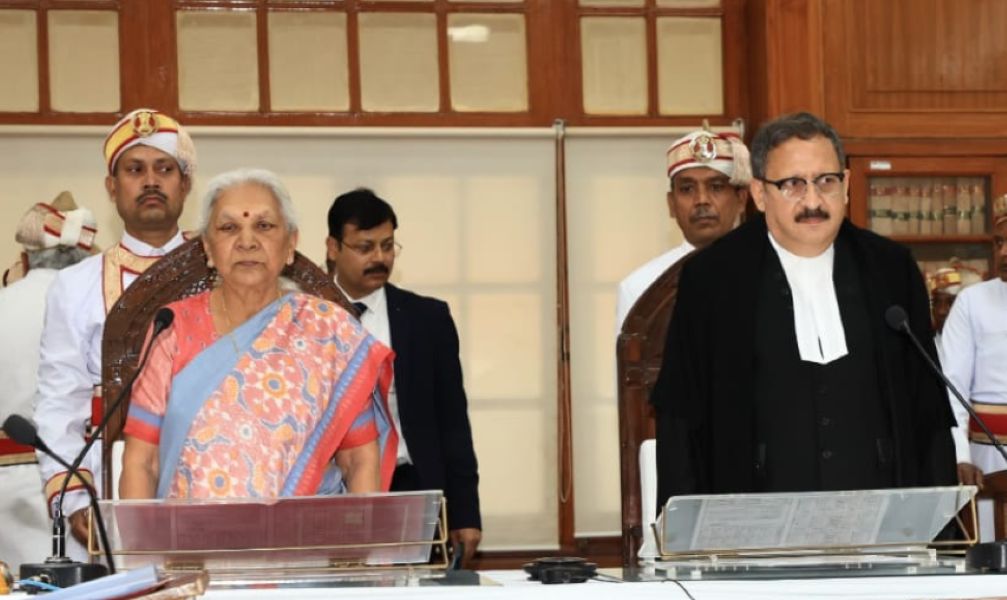 Pritinker Diwaker (right) being sworn in as the Chief Justice of the Allahabad High Court