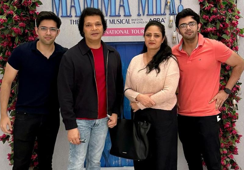 Rakesh Chaurasia with his wife and sons