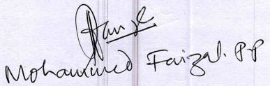 Signature of Mohammed Faizal