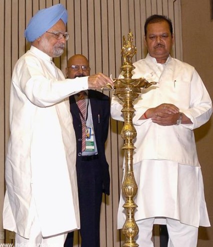 Subodh Kant Sahay with Manmohan Singh