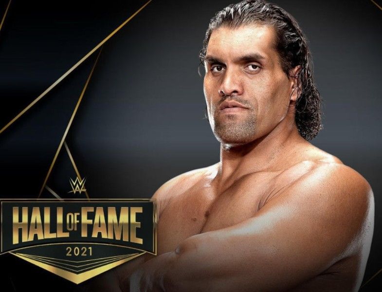 The Great Khali's poster being inducted into WWE Hall of Fame