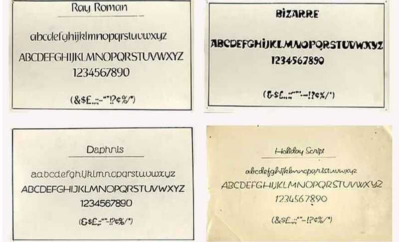The Roman fonts created by Satyajit Ray