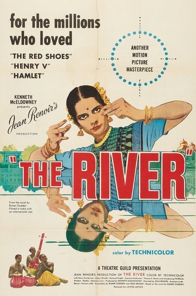 The poster of the film titled 'The River' (1951) which was assistant directed by Satyajit Ray