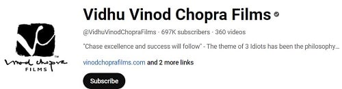 Vidhu Vinod Chopra Films YouTube channel